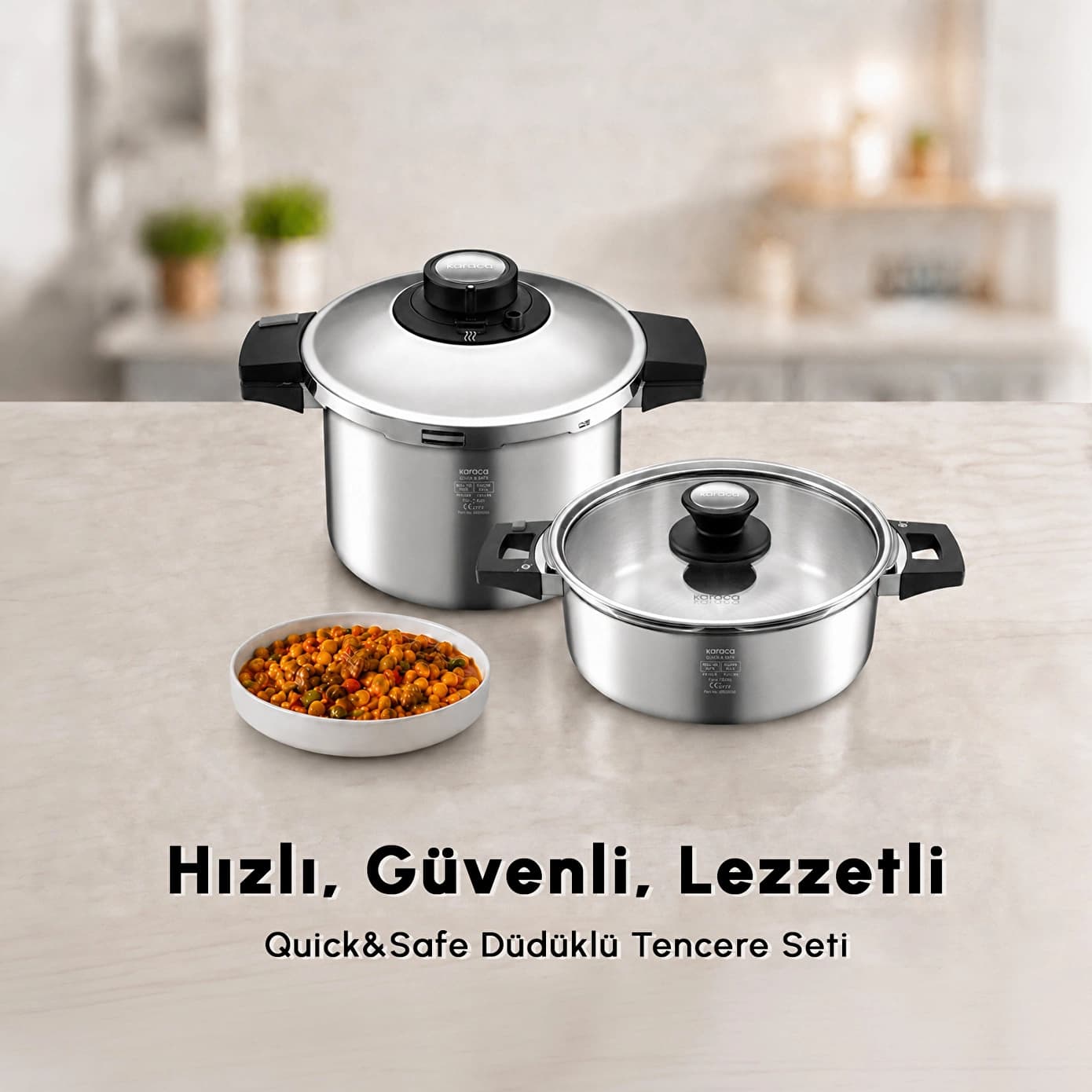 Karaca Quick and Safe İndüksiyon Tabanlı Düdüklü Tencere Seti 4+6 Lt
