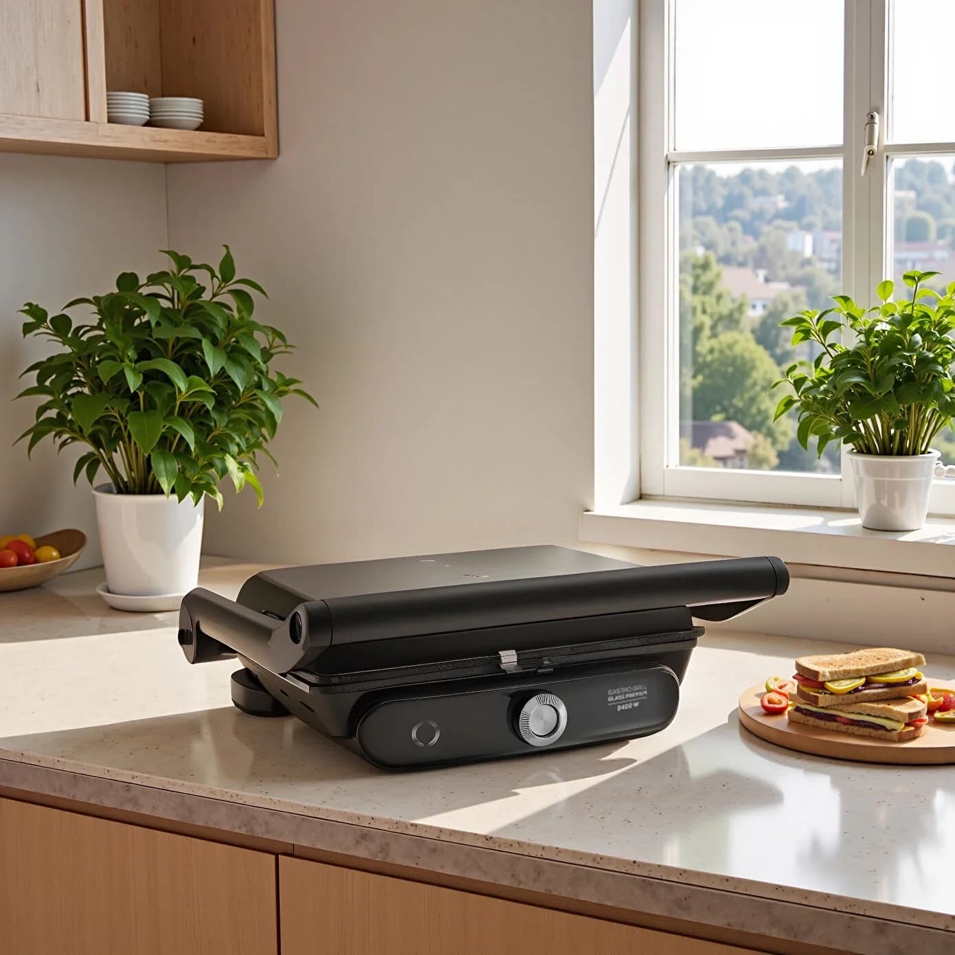 Karaca Gastro Grill Glass Premium 6 Dilim Kapasiteli Döküm Tost Makinesi Black Chrome 2400W