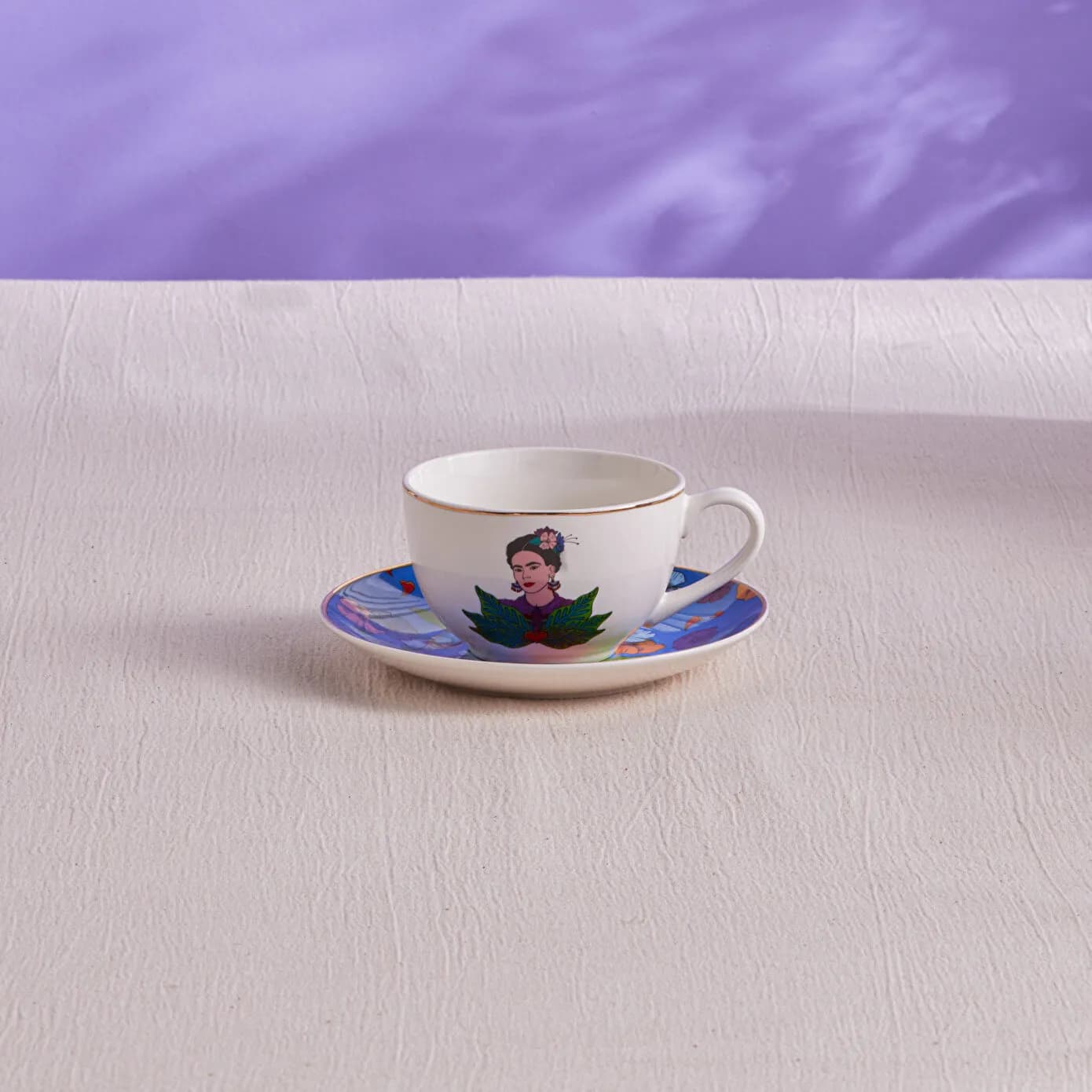 Karaca Frida Çay Fincanı Ve Tabağı Mavi 220 Ml