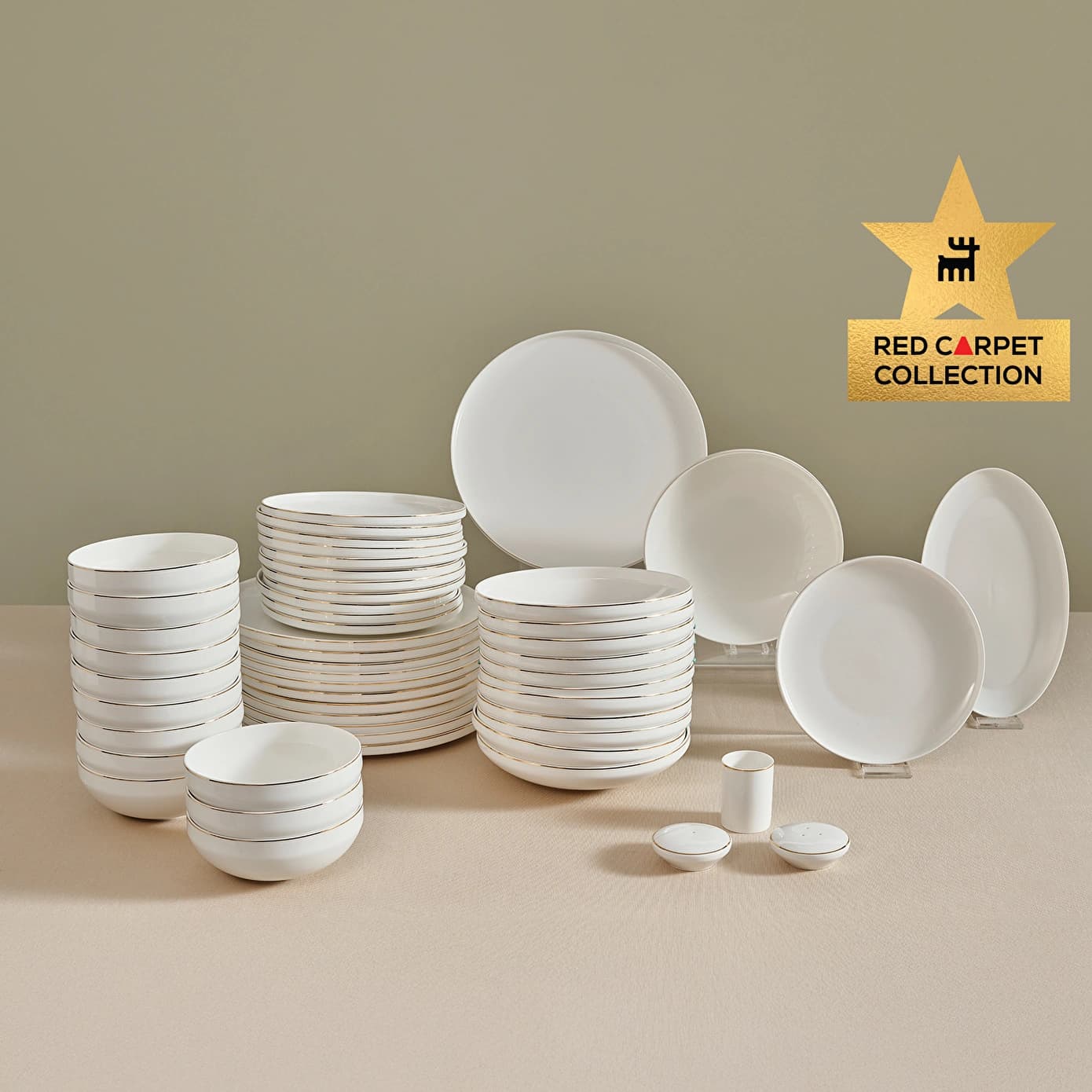 Karaca Red Carpet Collection Stream Bone Merope 53 Parça 12 Kişilik Yemek Takımı Gold