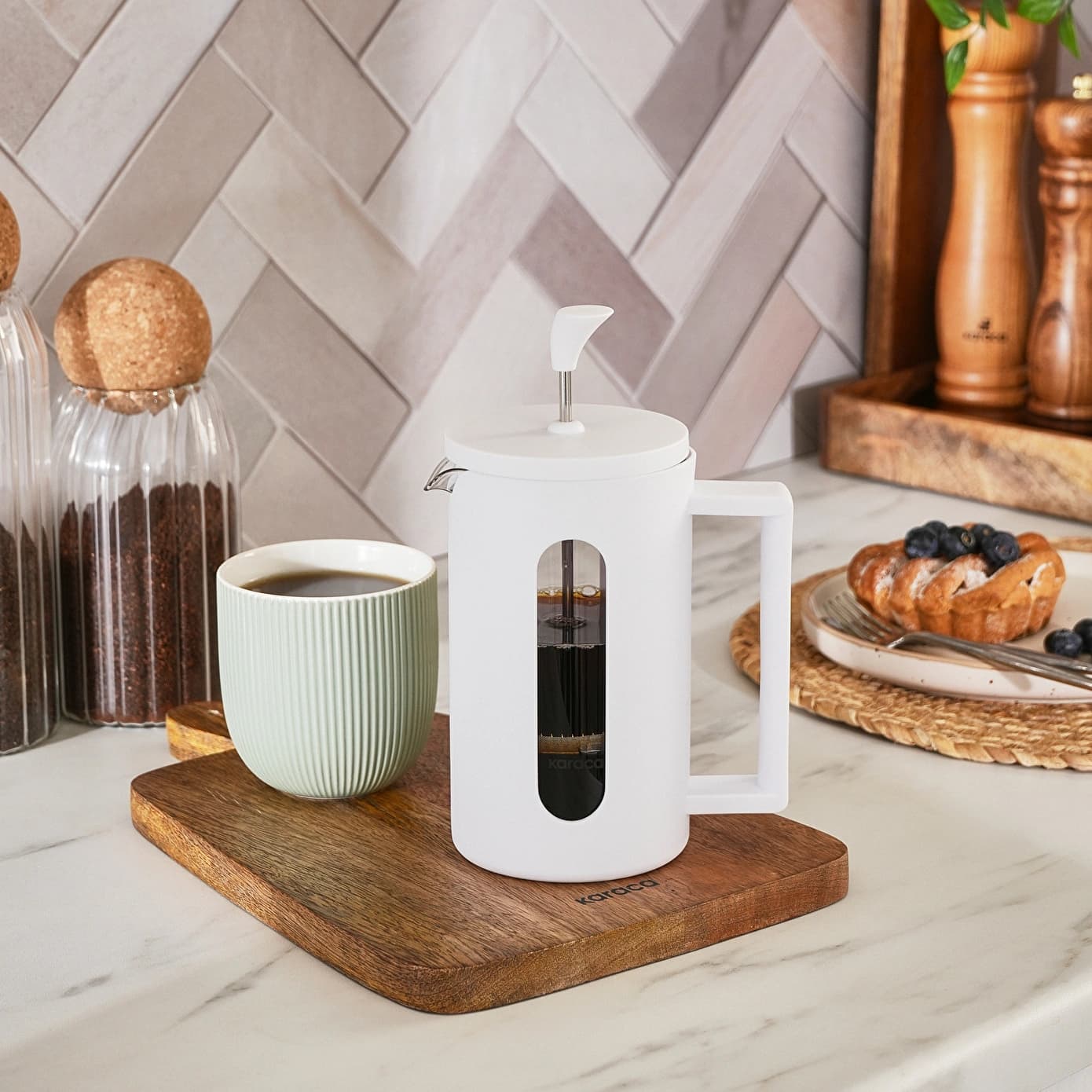 Karaca Leya French Press 600 ml Beyaz