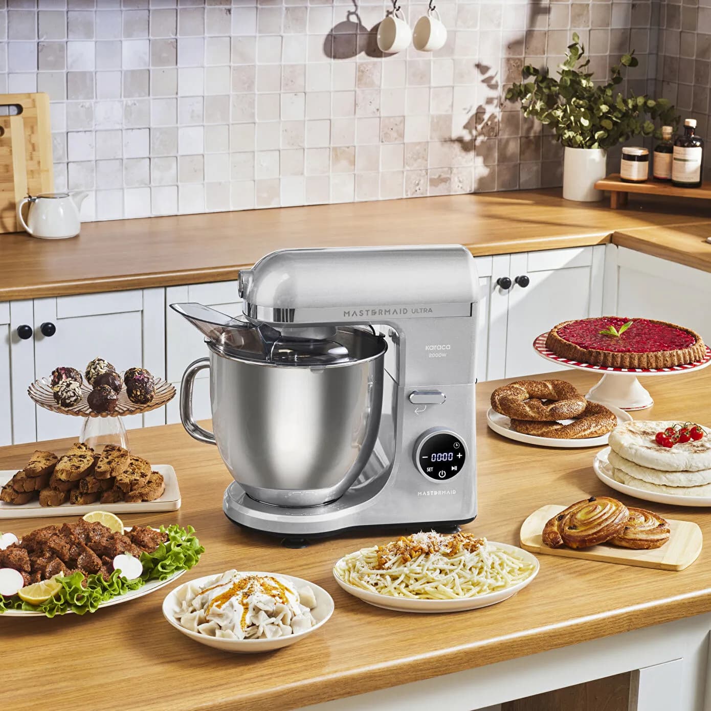 Karaca Mastermaid Chef Ultra D2000W Dijital Ekranlı Hamur Yoğurma Makinesi Silver 7L