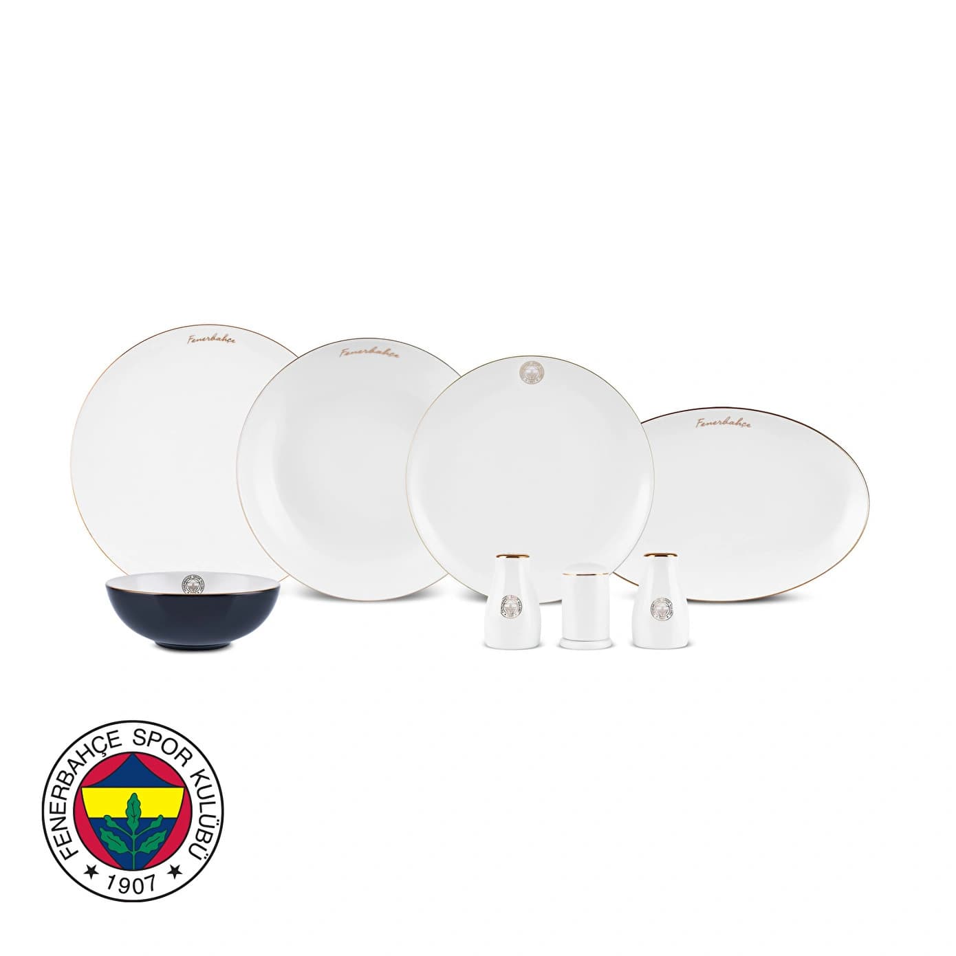 Karaca x Fenerbahçe Lisanslı Elegance Bone Gold 53 Parça 12 Kişilik Yemek Takımı