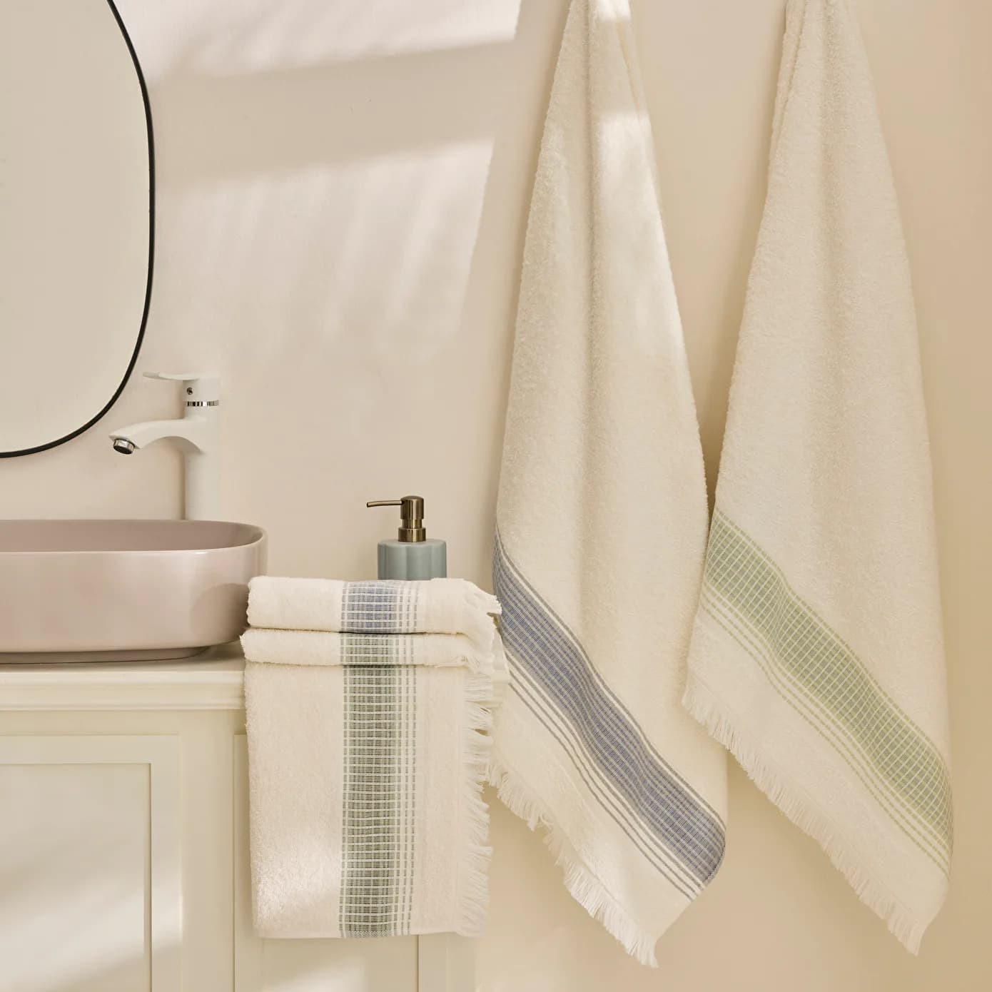 Karaca Home Soft Balance %100 Pamuk Hamam Seti 4 Parça Mavi-Yeşil