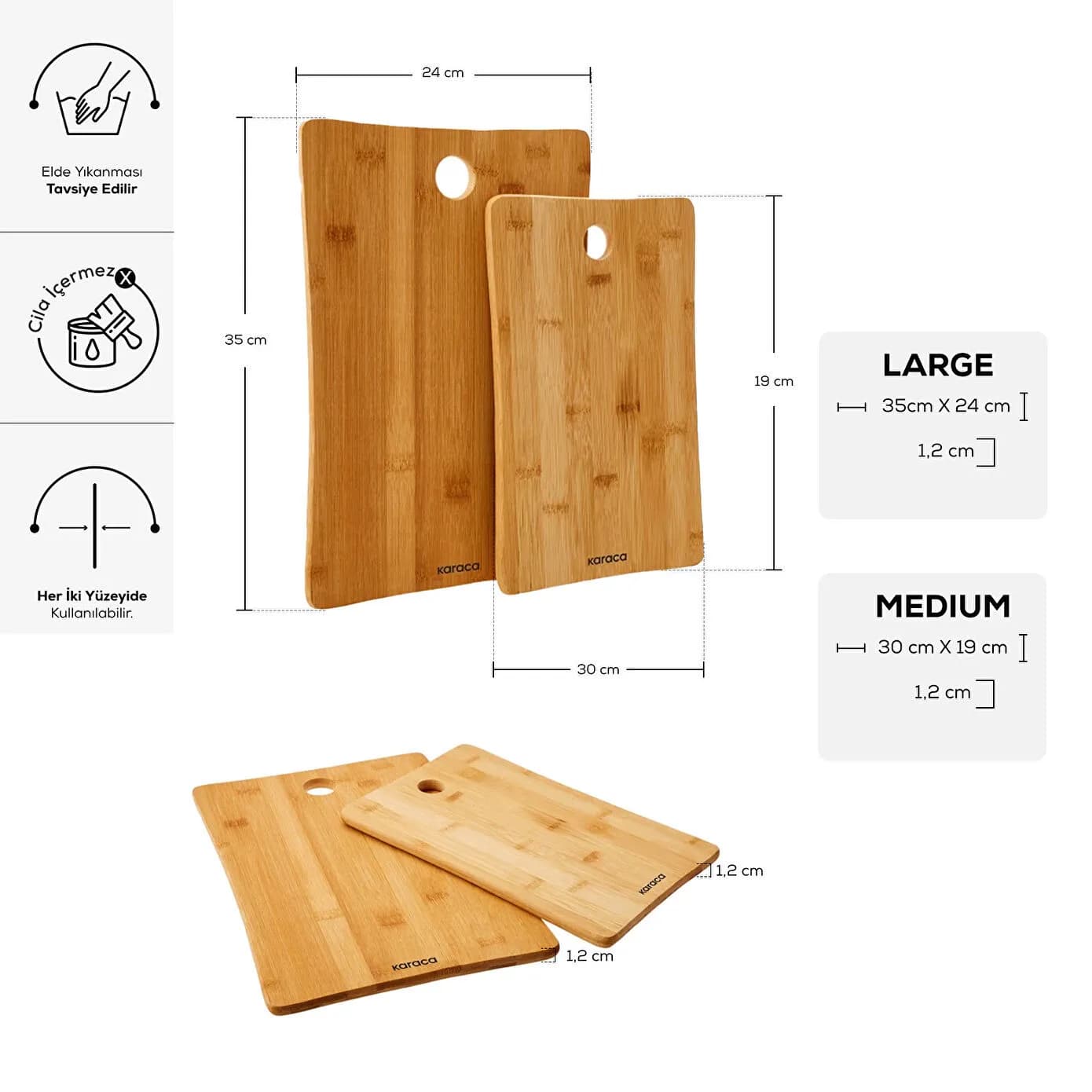 Karaca Bamboo 2li Bambu Kesme Tahtası B3064