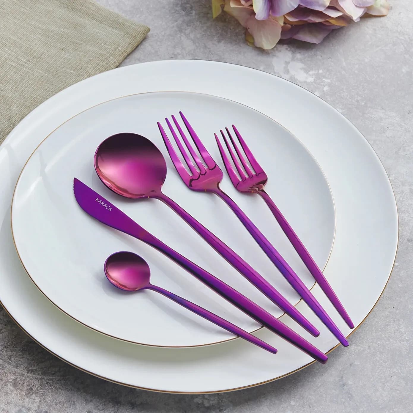 Karaca Orion 30 Parça 6 Kişilik Çatal Kaşık Bıçak Takımı Purple