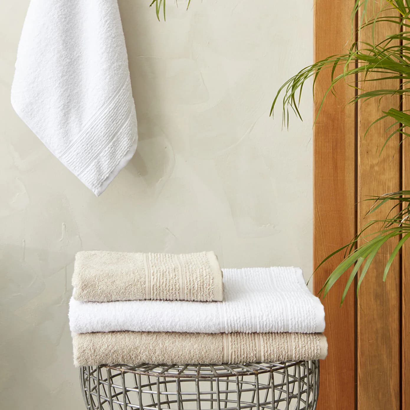 Karaca Home Vinos 4 Parça Yüz/Banyo Havlusu Hamam Seti Bej