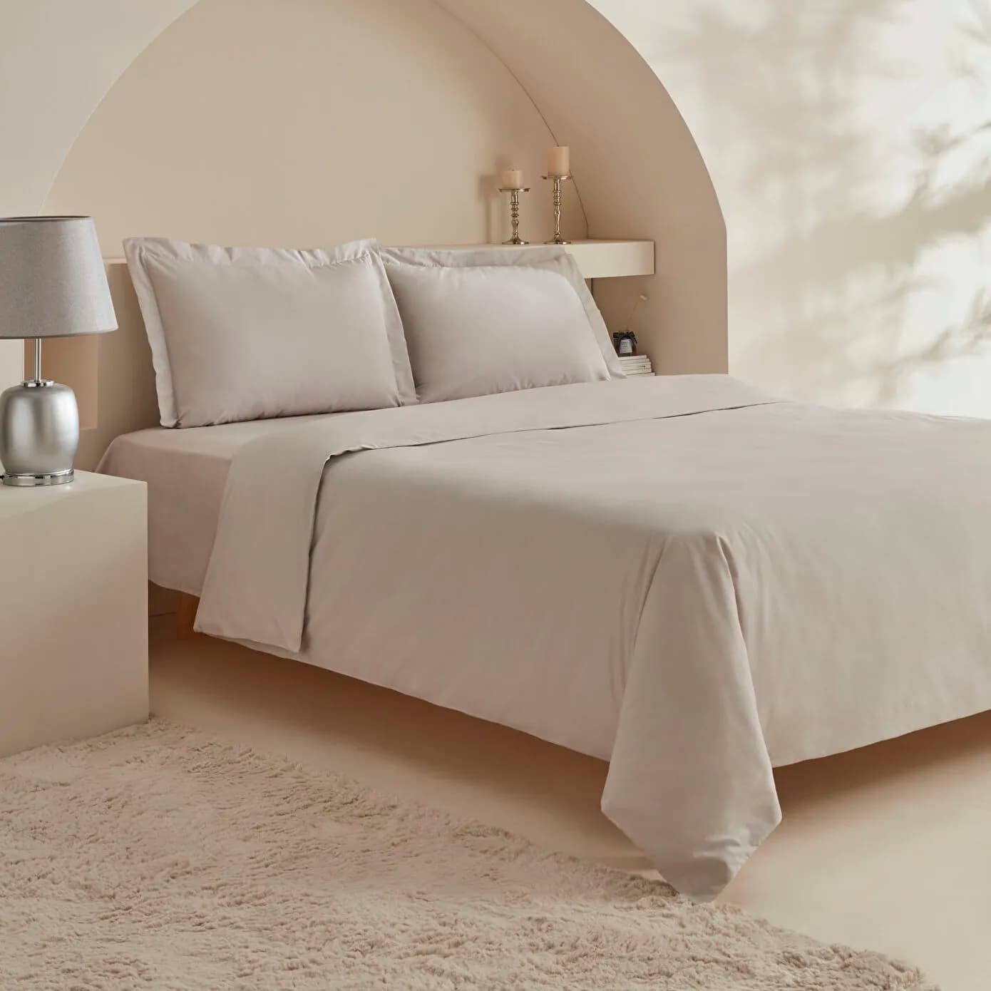Karaca Home Ina 80 Tel %100 Pamuk Çift Kişilik Percale Nevresim Takımı Açık Gri
