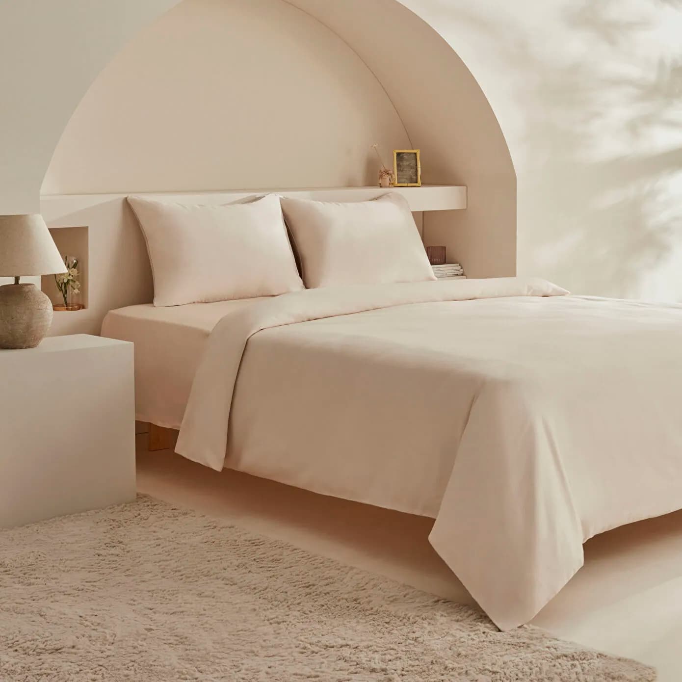 Karaca Home Vinas 80 Tel %100 Pamuk Çift Kişilik Saten Biyeli Nevresim Takımı Bej