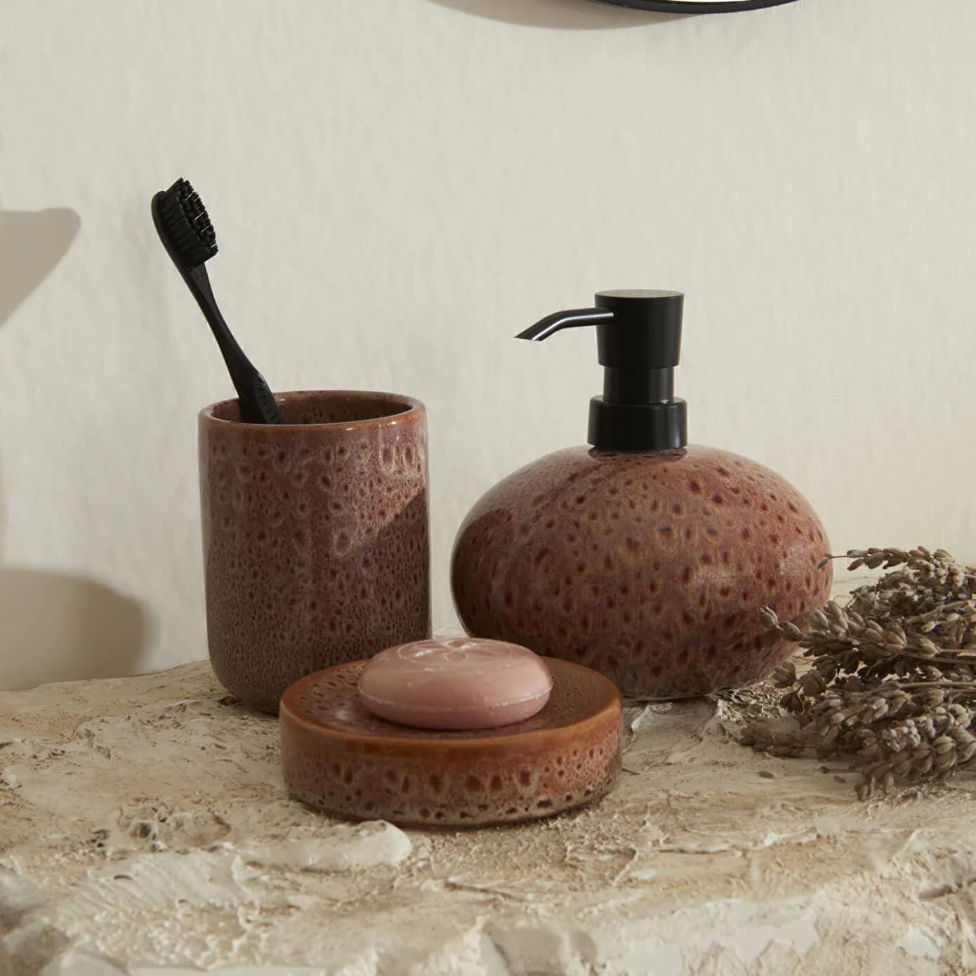 Karaca Home Olivia 3'lü Banyo Aksesuar Seti Mürdüm