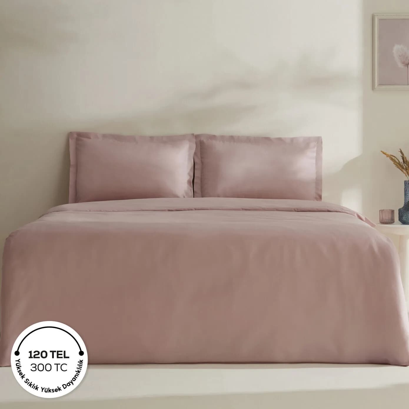 Karaca Home Jemma 120 Tel %100 Pamuk Saten Çift Kişilik Nevresim Takımı Pudra