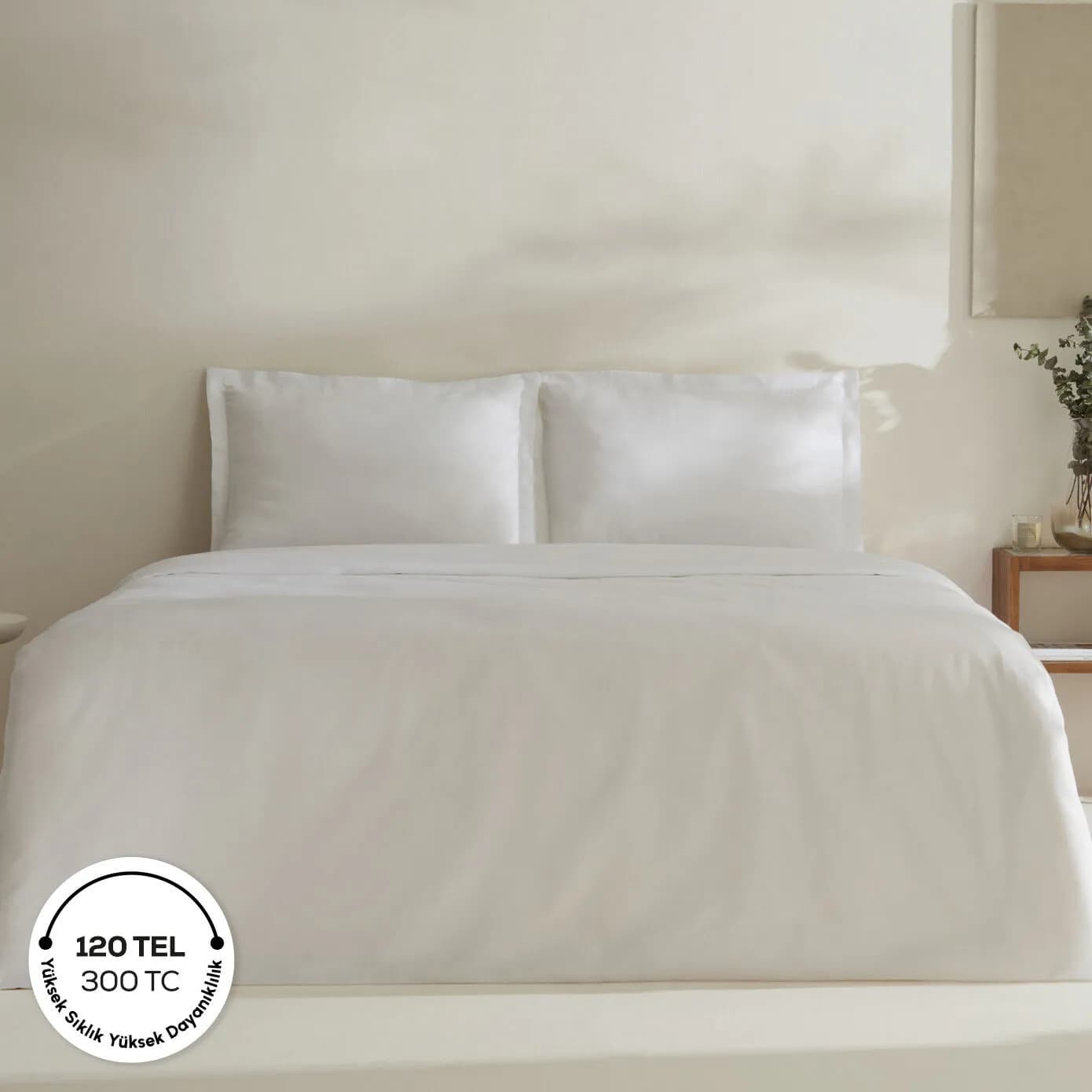 Karaca Home Jemma 120 Tel %100 Pamuk Saten Çift Kişilik Nevresim Takımı Beyaz