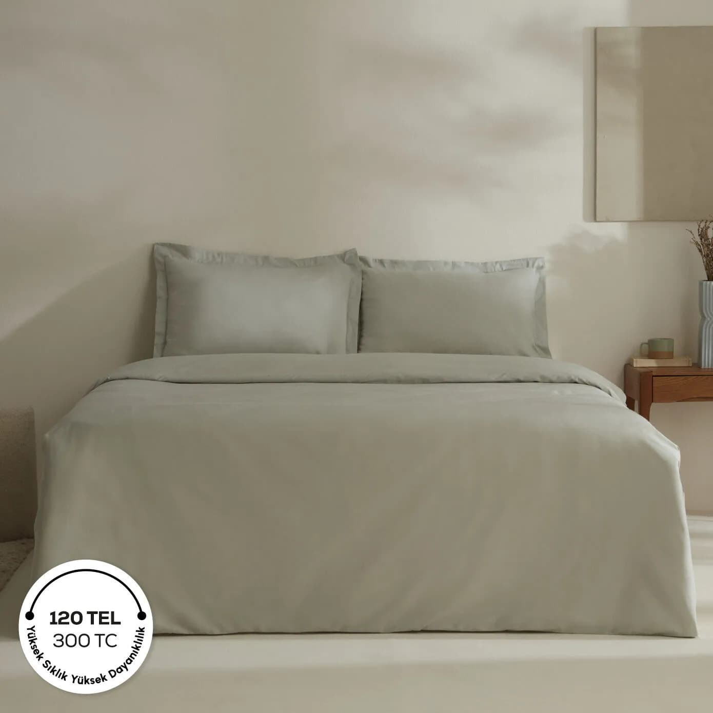 Karaca Home Jemma 120 Tel %100 Pamuk Saten Çift Kişilik Nevresim Takımı Yeşil