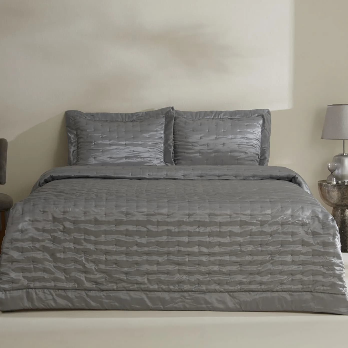 Karaca Home Glamour Çift Kişilik Yatak Örtüsü Gri