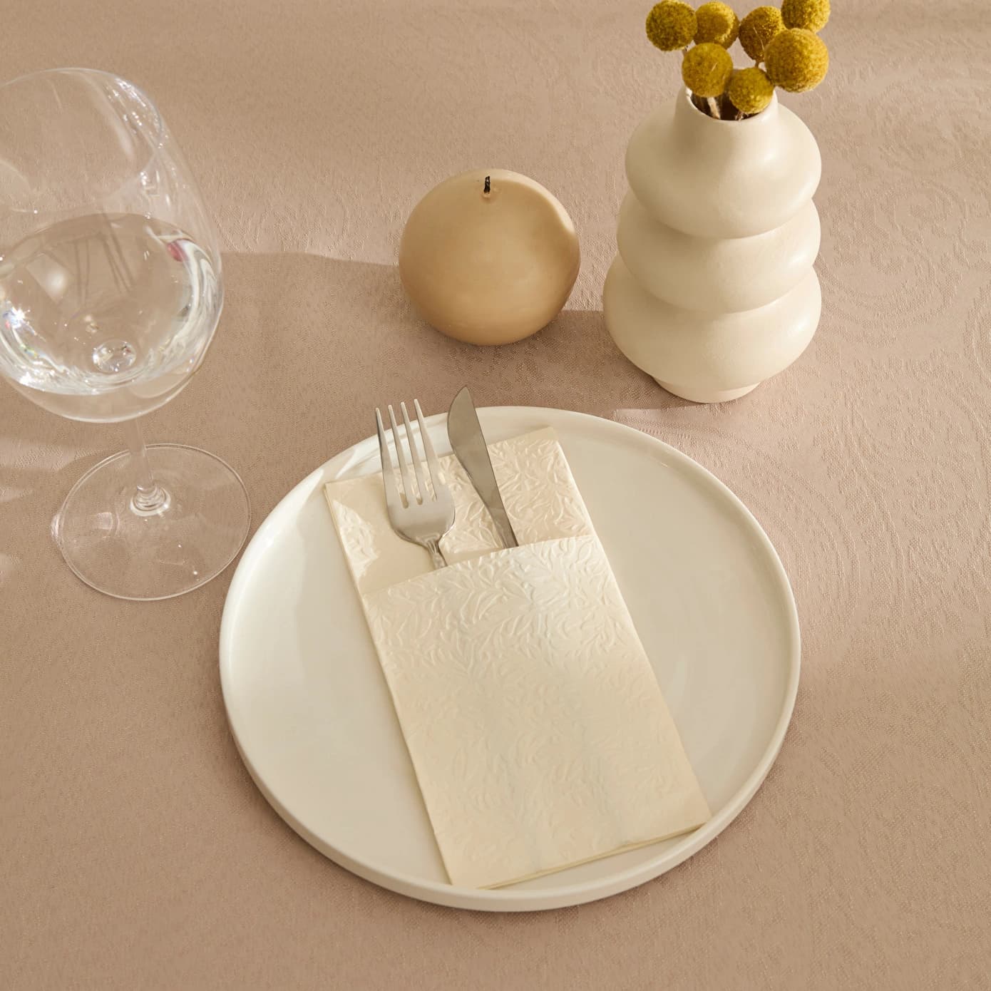 Karaca Home Basic 16lı Cepli Kağıt Peçete 40X40 cm Ekru
