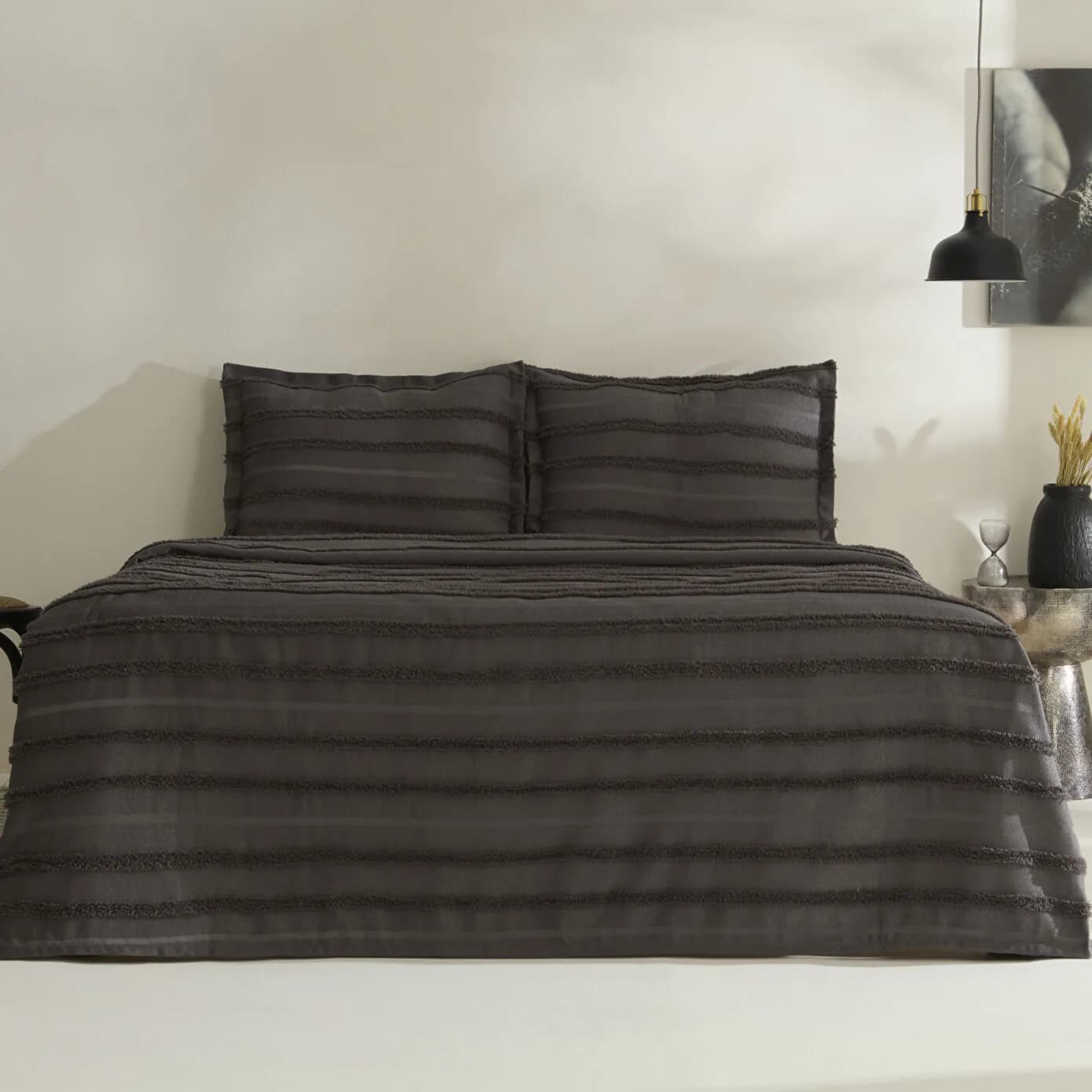 Karaca Home Arlina Bold Çift Kişilik Yatak Örtüsü Takımı Antrasit