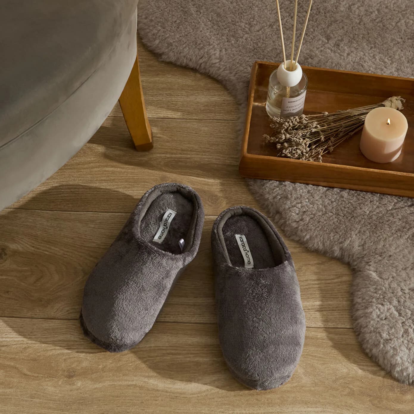 Karaca Home Cosy Havlu Erkek Ev Terliği 40-41 Numara Gri