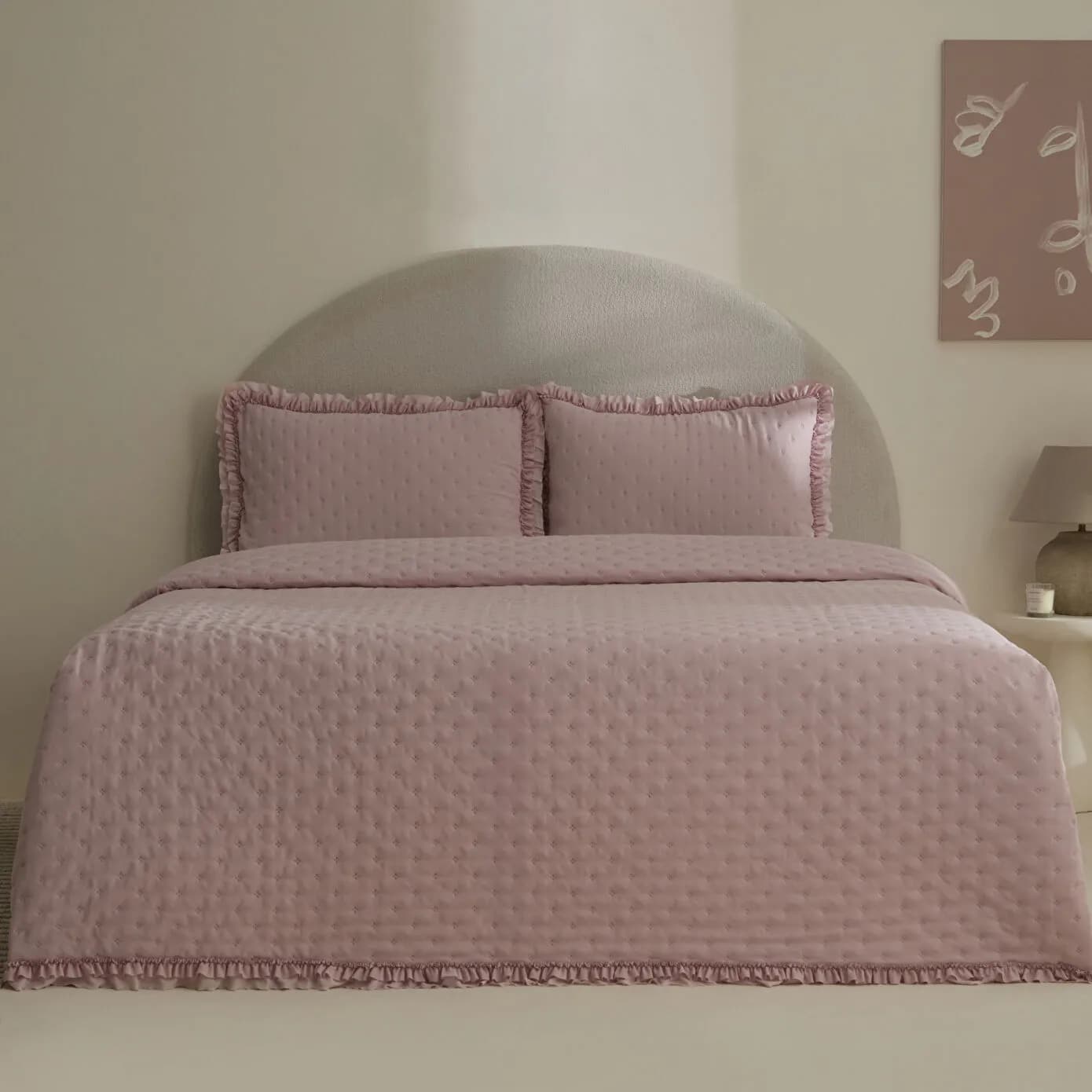 Karaca Home Viona Tek Kişilik Yatak Örtüsü Seti Pudra