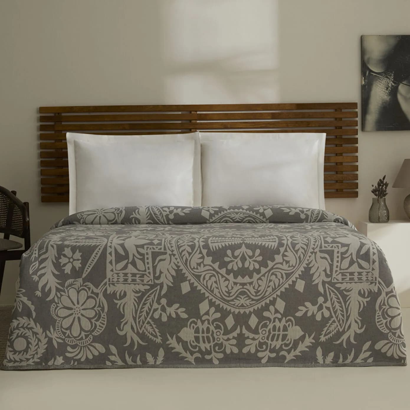 Karaca Home Avery Müslin Çift Kişilik Tek Pike Gri