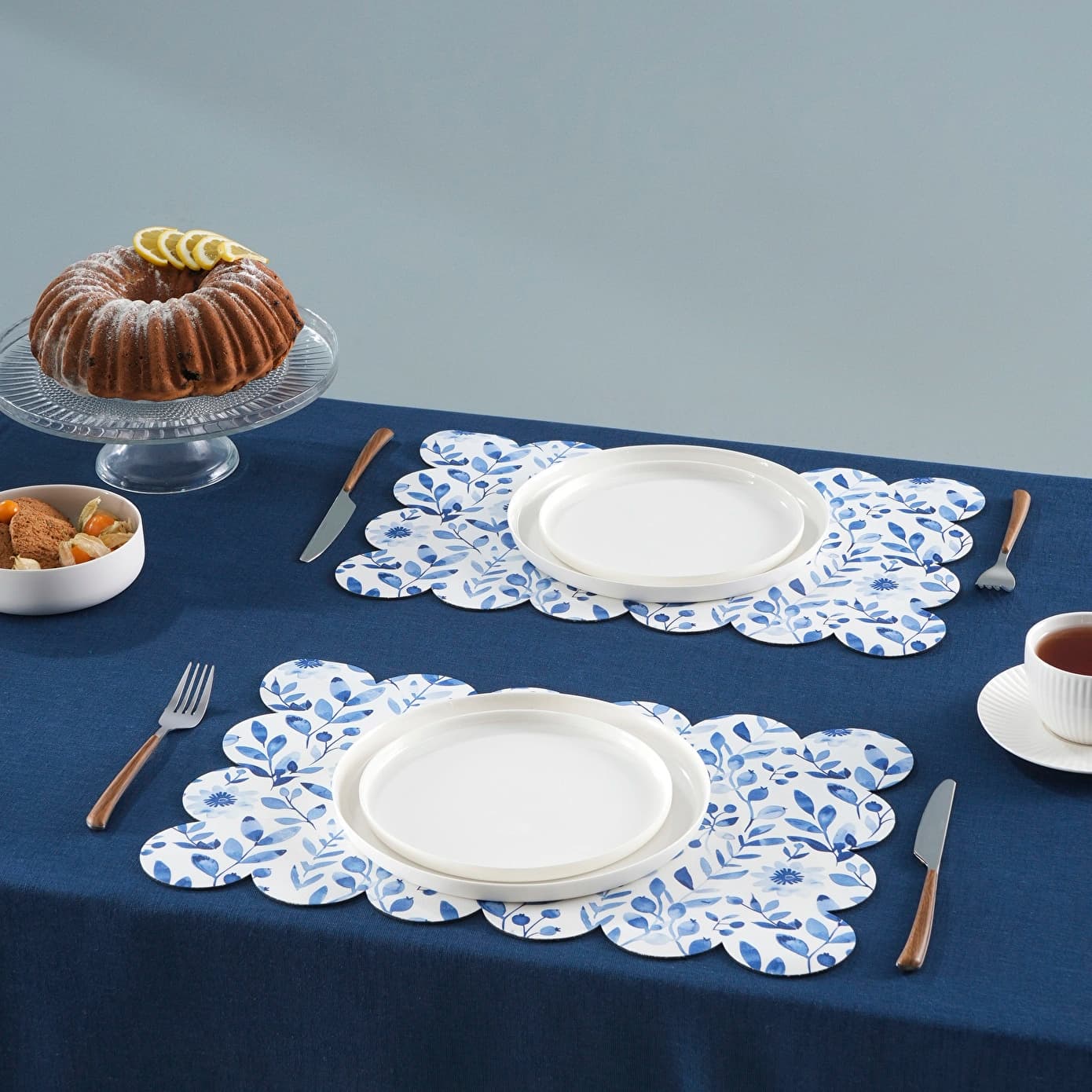 Karaca Home Petra Patterned Amerikan Servisi 2'li Set Mavi Beyaz
