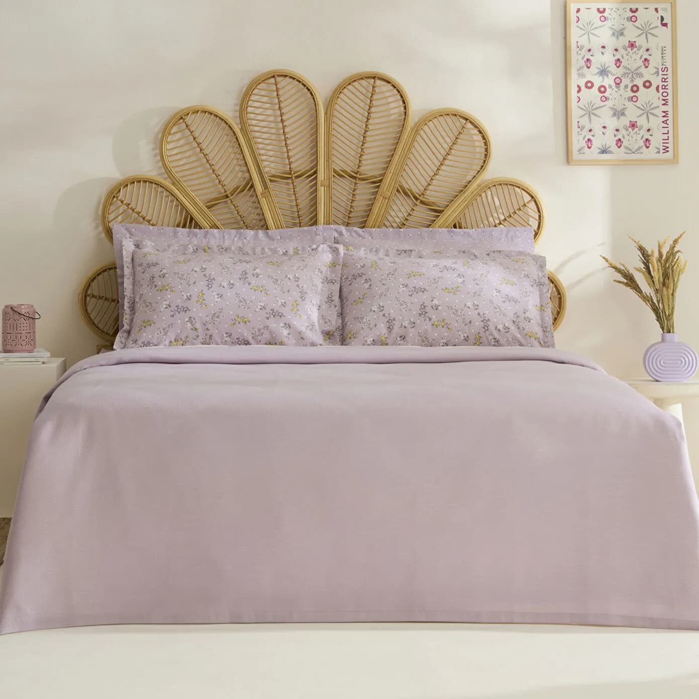 Karaca Home Noa Bambu Tek Kişilik Pike Takımı Açık Mürdüm