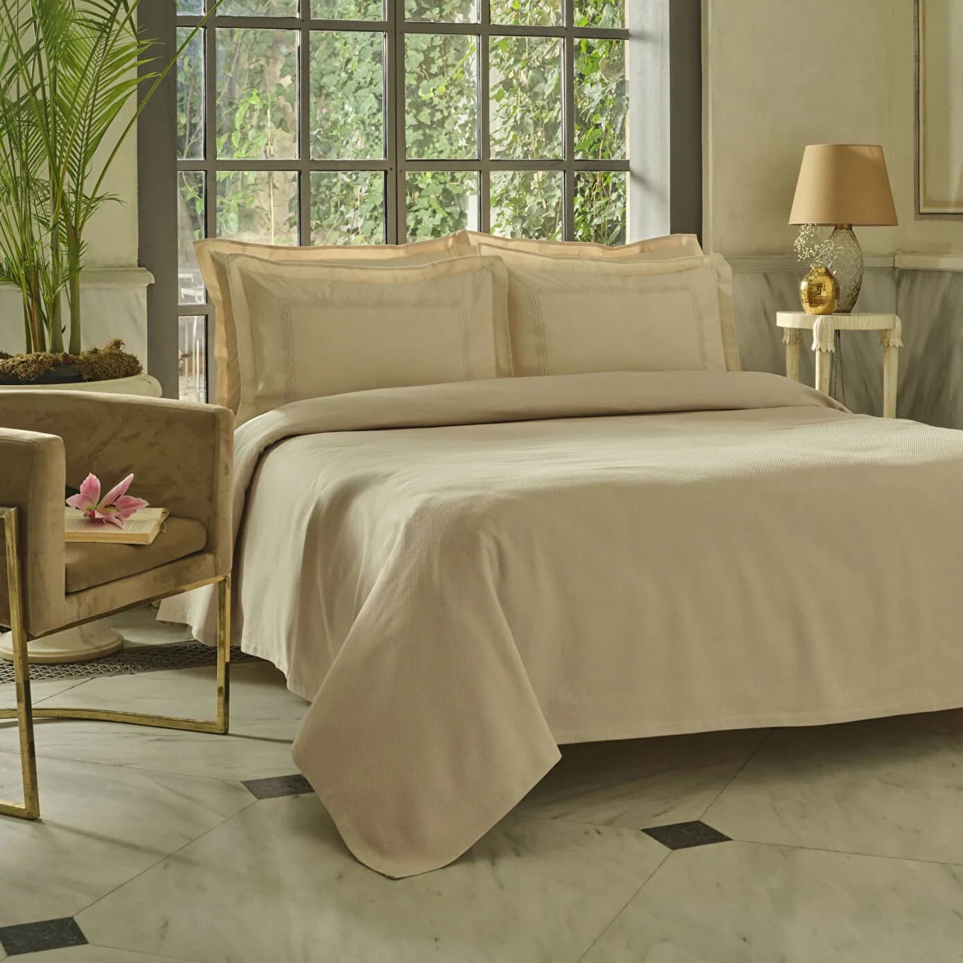 Karaca Home Shanse Nish Set Çift Kişilik Pike Takımı Bej