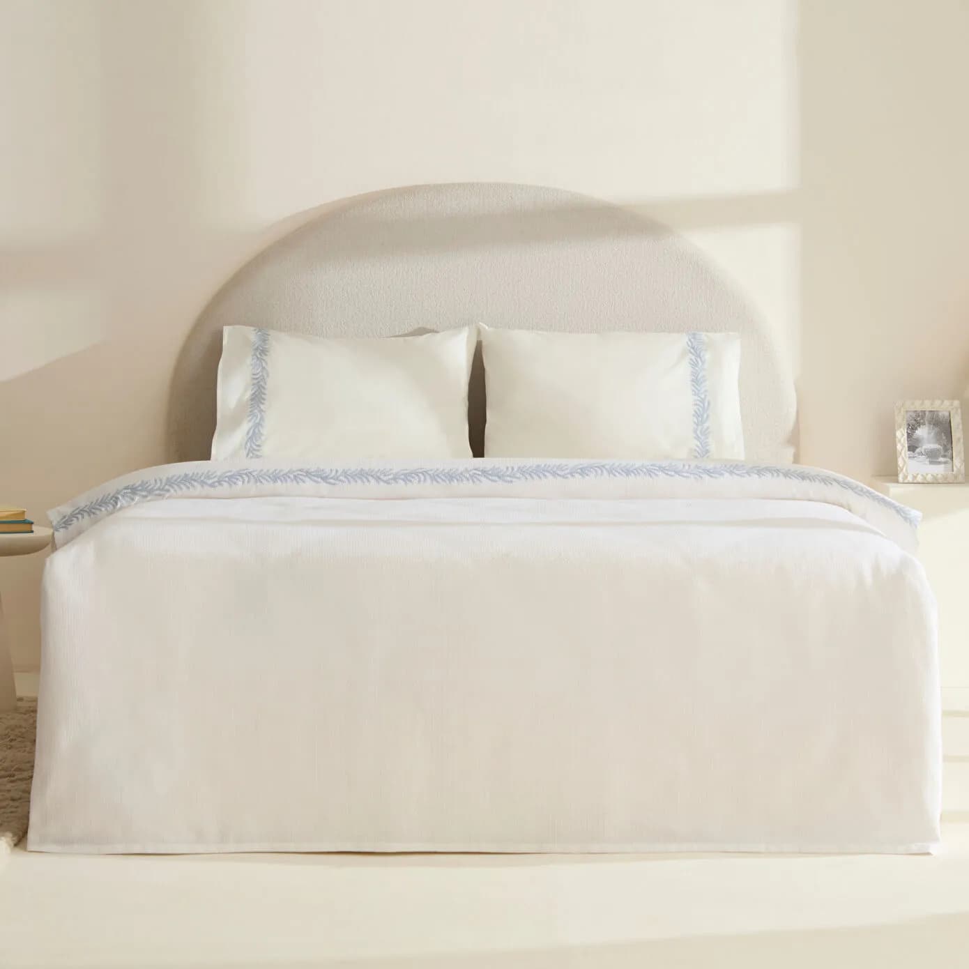 Karaca Home Sparky %100 Pamuk Yaprak Nakışlı Çift Kişilik Pike Takımı