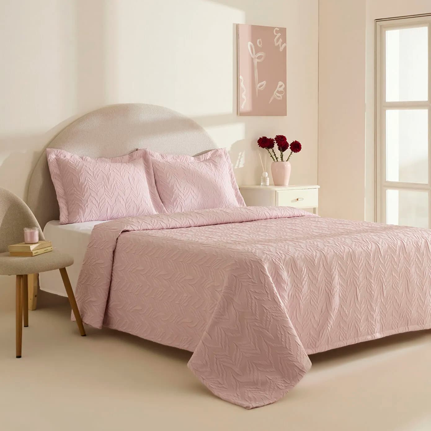 Karaca Home Hollie Çift Kişilik Yatak Örtüsü Pudra