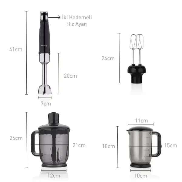 Korkmaz Performix Mega Siyah Blender Set A449 görsel 2