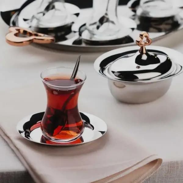 Korkmaz Çintemani Rosa Gold 39 Parça Çay Seti A1782-2 görsel 2