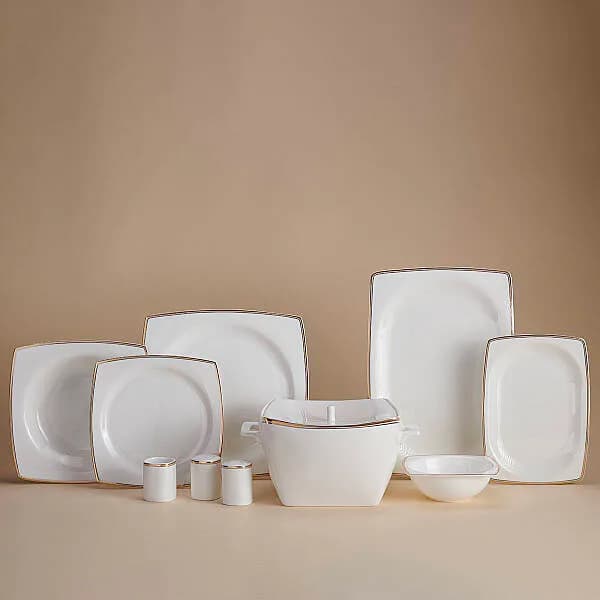 Korkmaz Bone Selection 60 Parça Kare Yemek Takımı A8438