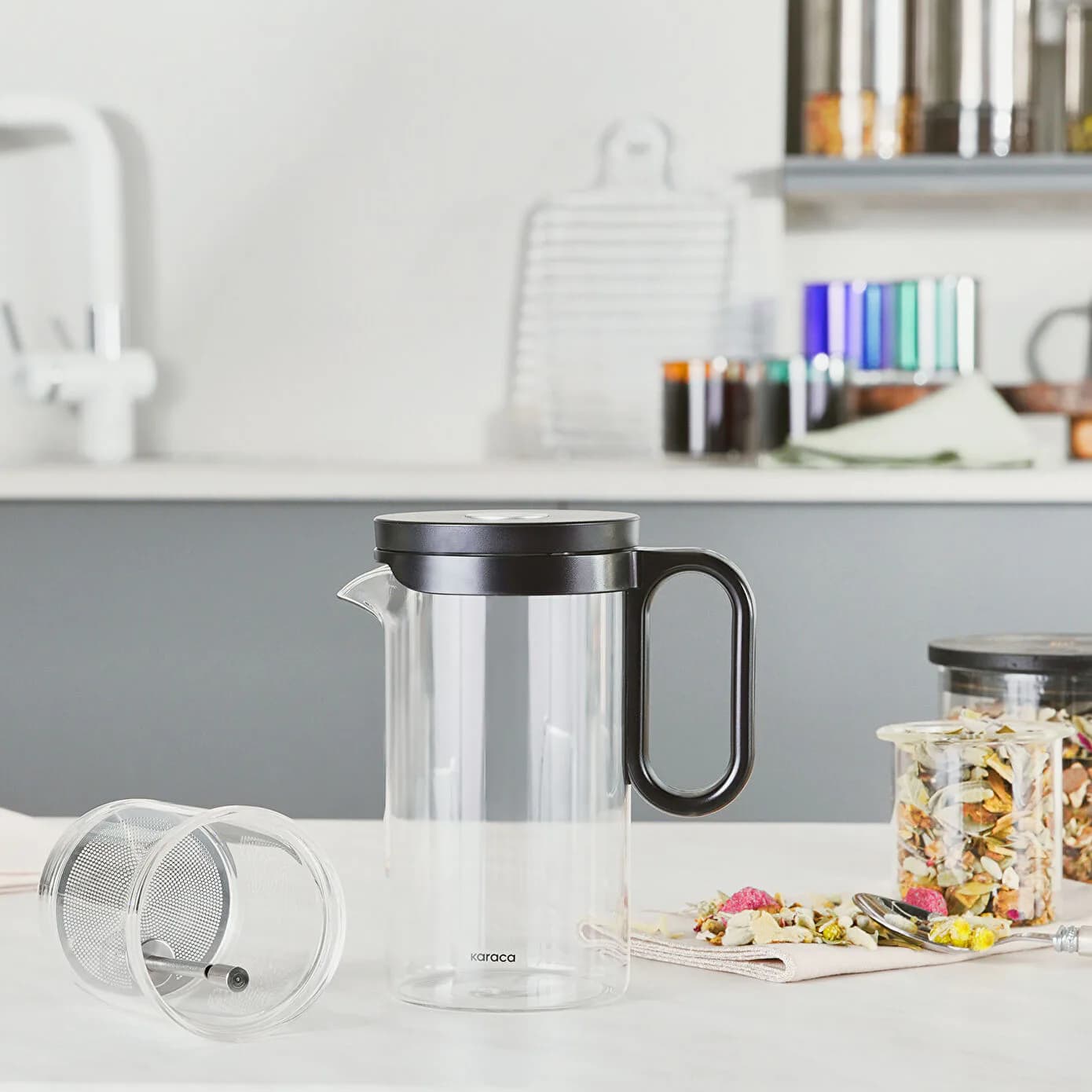 Karaca Brewy Tea Borosilikat Cam French Press 500 ml