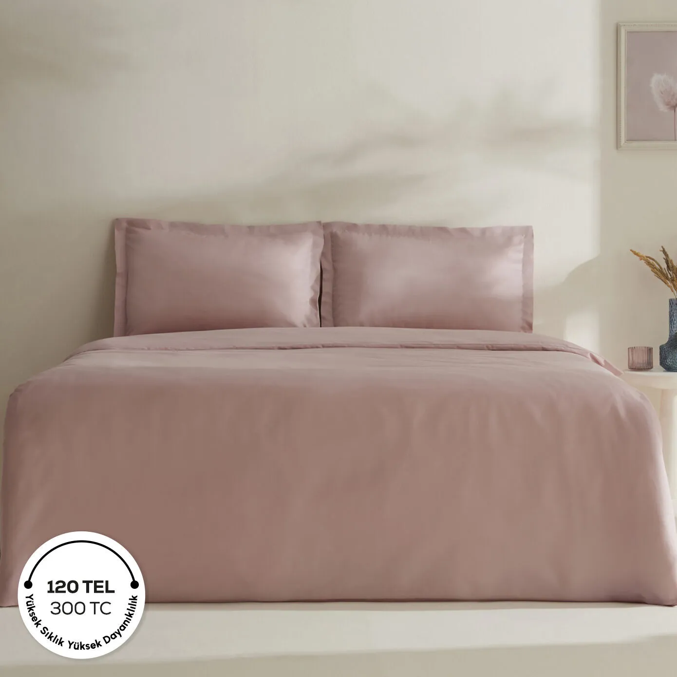 Karaca Home Jemma 120 Tel %100 Pamuk Saten Çift Kişilik Nevresim Takımı Pudra