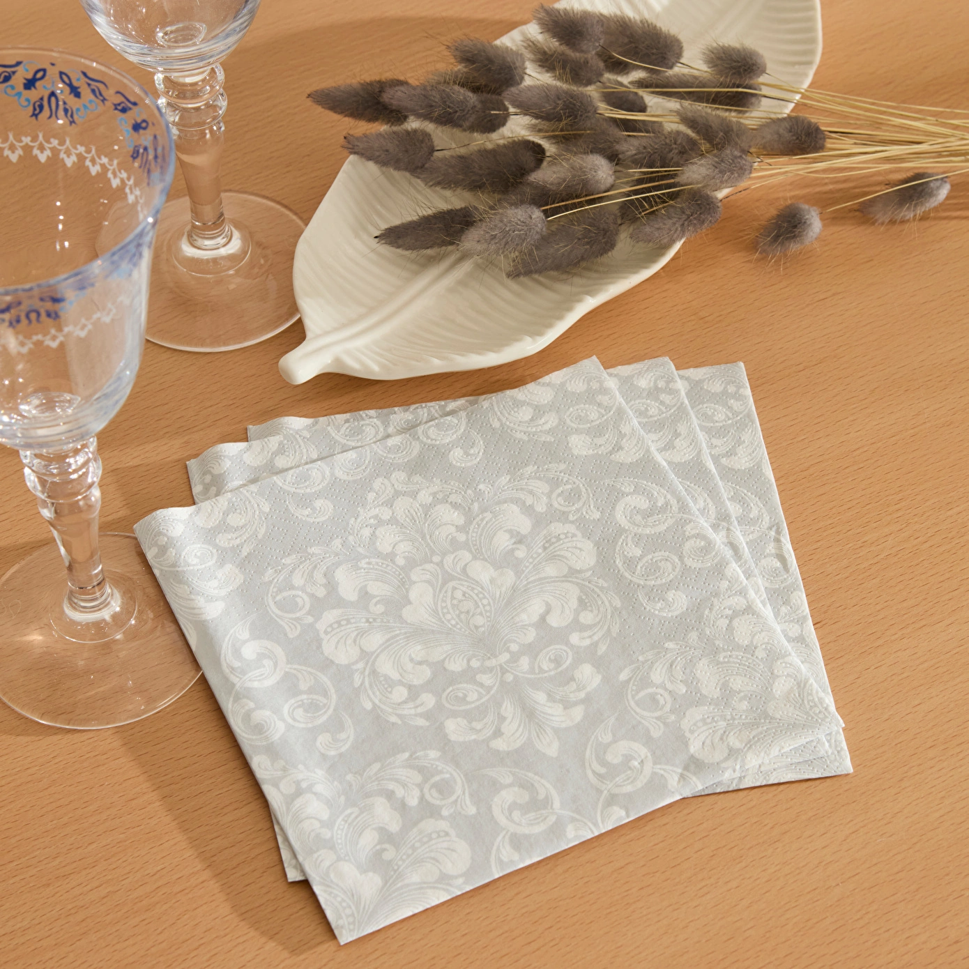 Karaca Home Bellis 20li Motifli Kağıt Peçete 33x33 Cm Silver