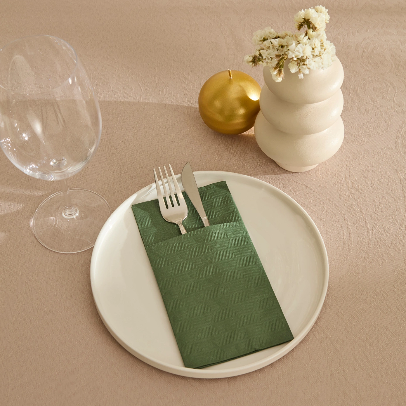 Karaca Home Basic 16'lı Cepli Kağıt Peçete 40x40 cm Yeşil