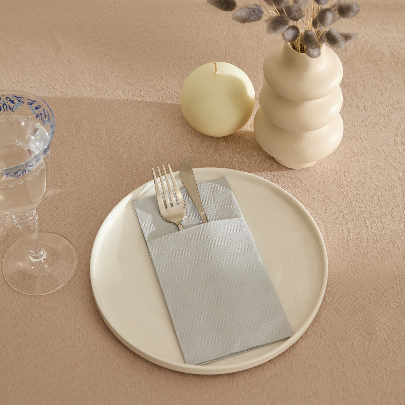 Karaca Home Basic 16'lı Cepli Kağıt Peçete 40x40 cm Silver