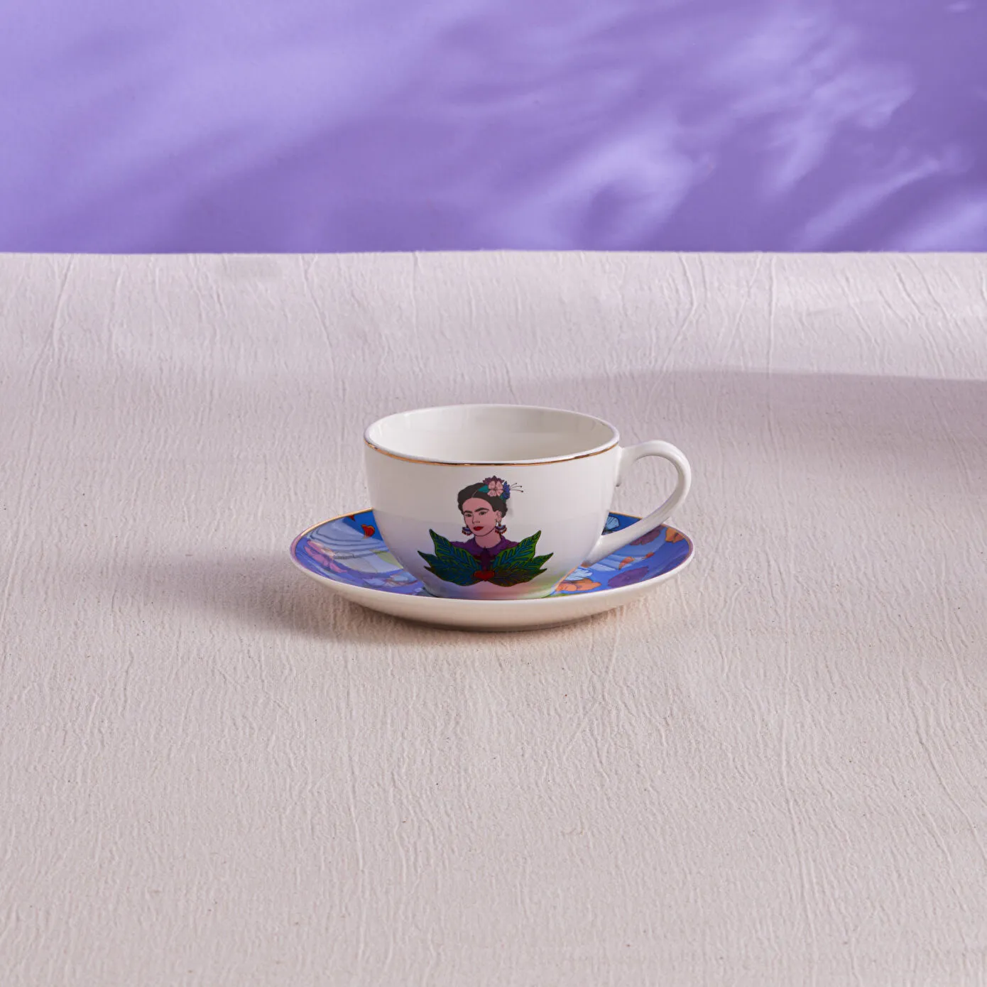 Karaca Frida Çay Fincanı Ve Tabağı Mavi 220 Ml