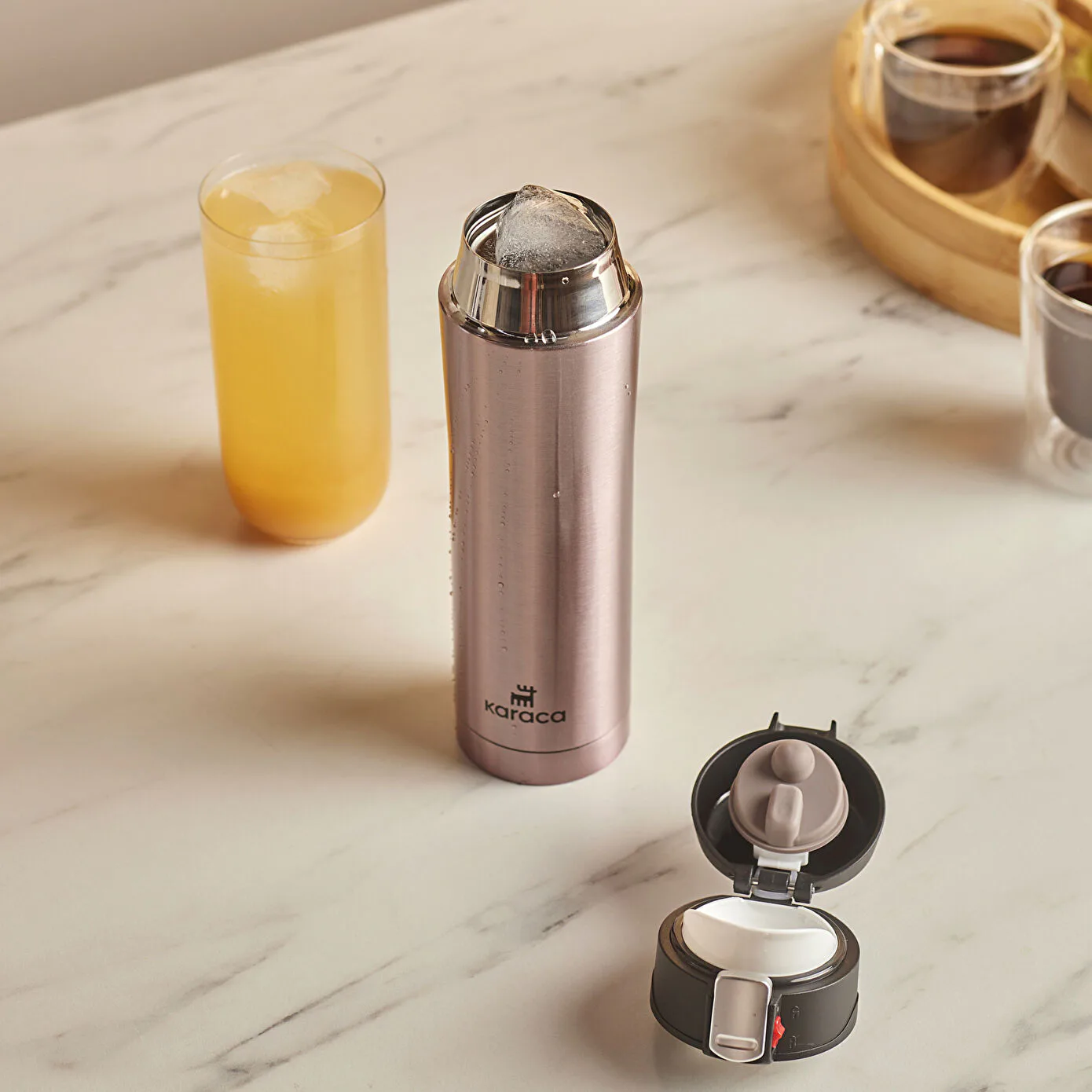 Karaca Pluton Çelik Sızdırmaz Termos Rose Gold 450 ml