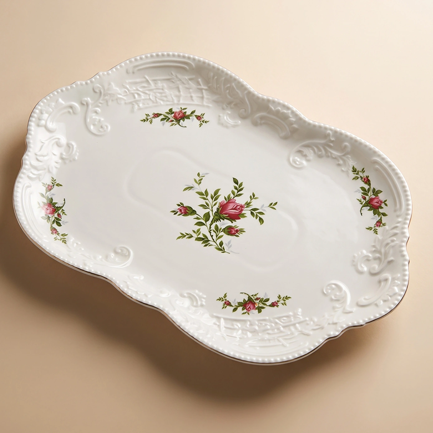 Karaca Vintage Rose Kayık Tabak 35 cm