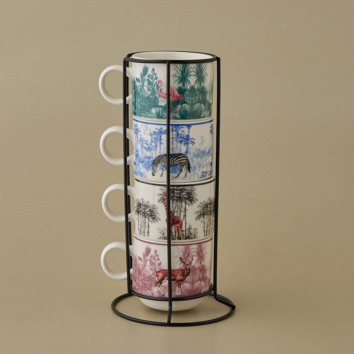 Karaca Jungle 5 Parça Standlı Çay Fincanı Seti 160 ml