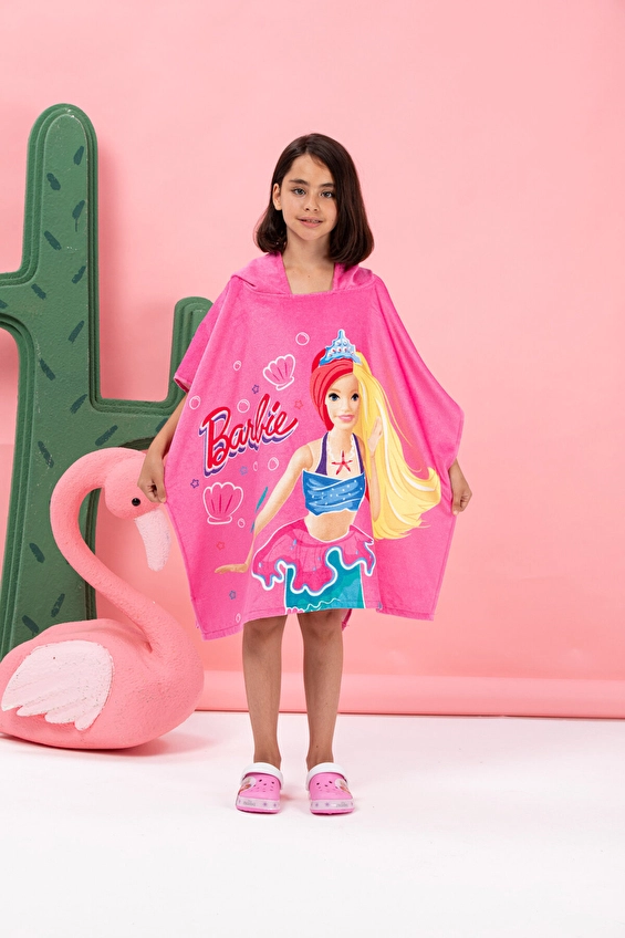 Özdilek Barbie Sea Lisanslı Kadife Çocuk Panço 4/9 Yaş