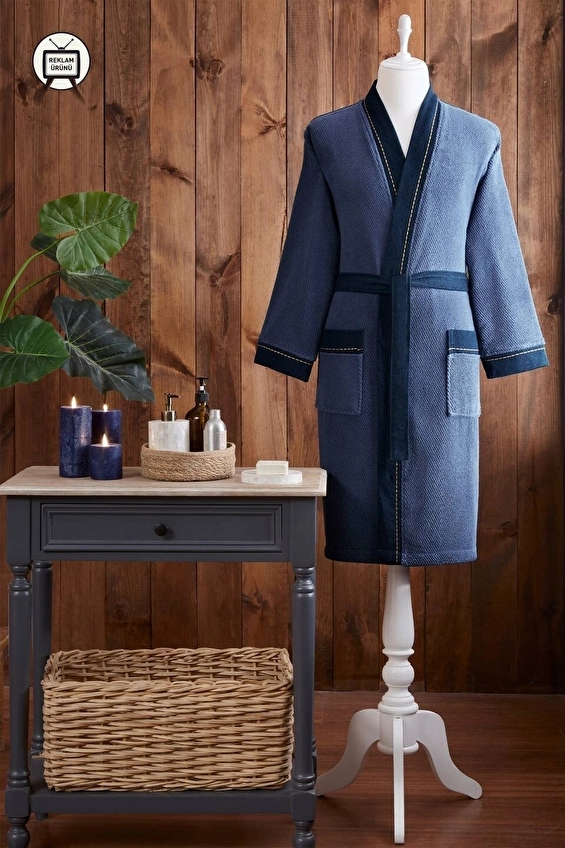 Özdilek Oregon Maskülen Nakışlı Denim Kimono Bornoz
