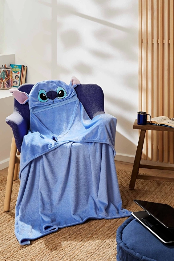 Özdilek Stitch Disney Lisanslı Kapüşonlu Çocuk Battaniyesi