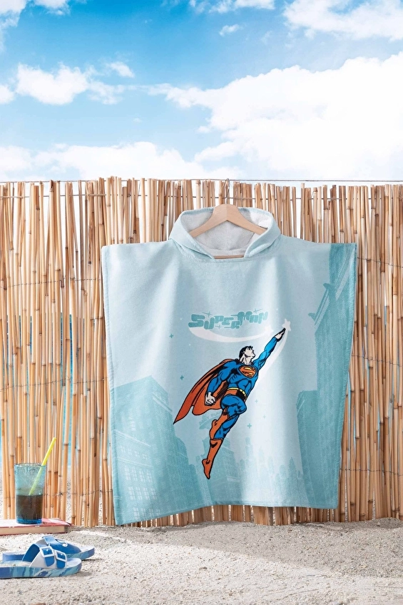 Özdilek Superman Hero Lisanslı Kadife Çocuk Panço 4/9 Yaş